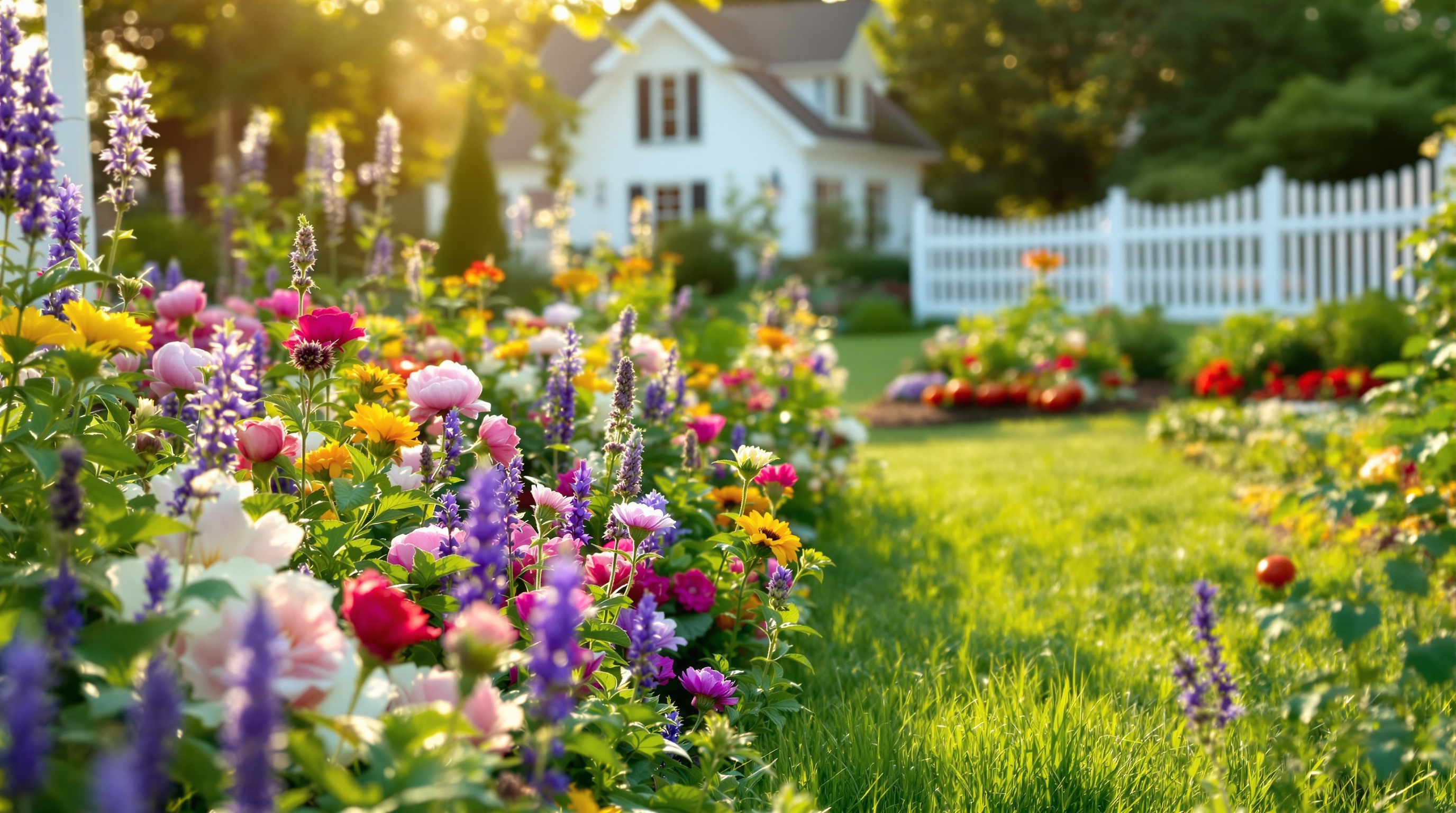 Beautiful home garden in the Kimball area during summer