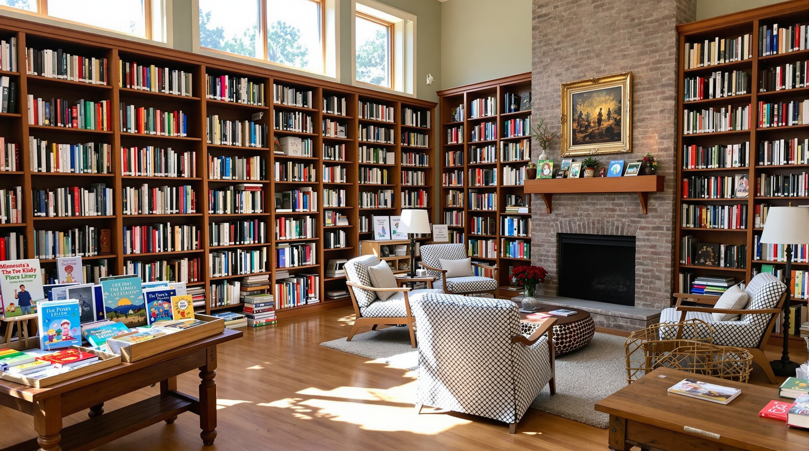 Interior of a welcoming small-town public library in Minnesota